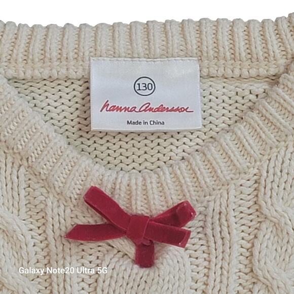 Hanna Andersson "Santa Lucia" Holiday Ivory Knit Dress Size 130 US 8 - Picture 2 of 9